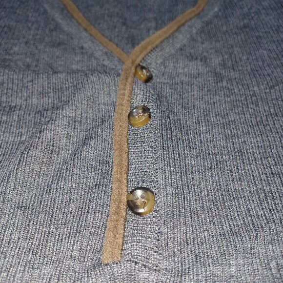 Bobby Jones Merino Wool Henley Mens XL Rib Knit Faux Suede Trim Heritage Classic - Picture 2 of 7